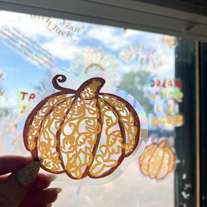 Maddie Green Designs - Wholesale Suncatcher - Pumpkin Vinyl Suncatcher Decals1