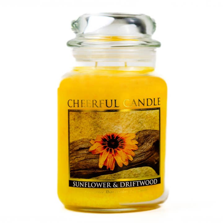 Vela alegre (24 oz.) — Girasol y madera flotante para venta al por mayor de A Cheerful Giver