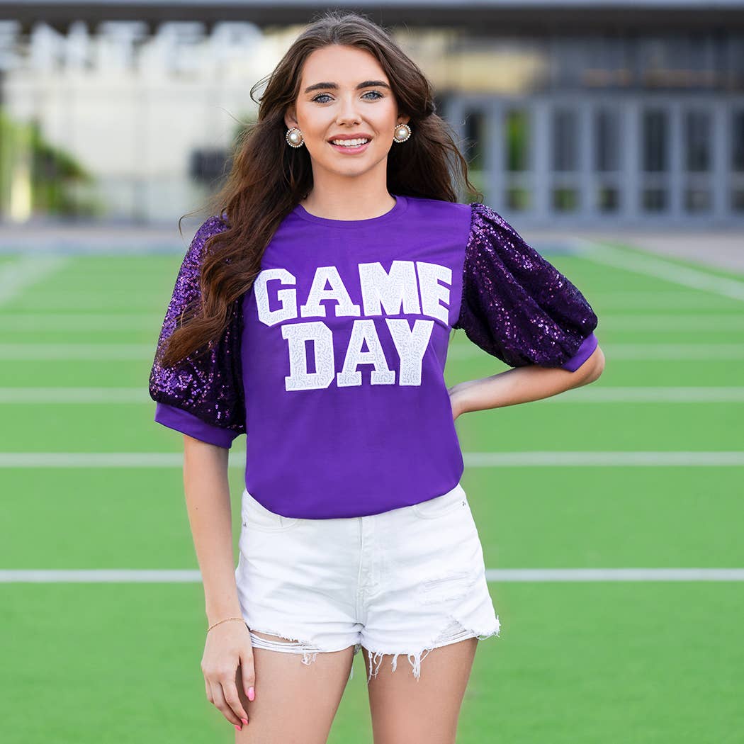 Your Fashion Wholesale – wholesale Blouse – Women’s – Game Day Sequin Bubble Sleeves Top6