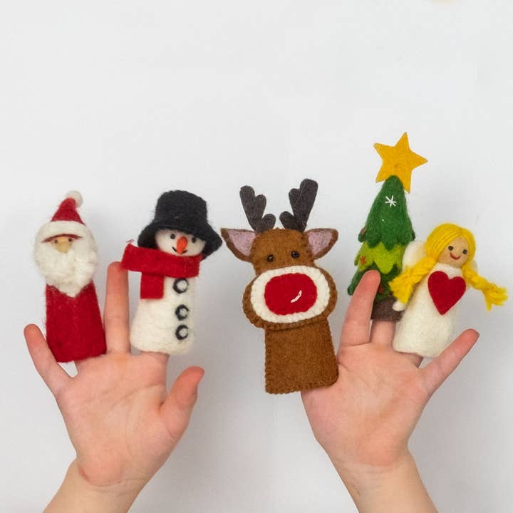 Christmas Decor - Felt Christmas Finger Puppets - Assorted for wholesale by The Winding Road
