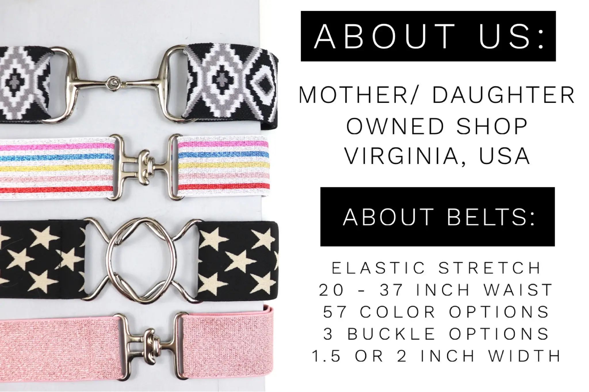 Heads Up Apparel - Wholesale Belt - Women's - 1.5 inch Navy Shimmer Elastic Equestrian Belt 6