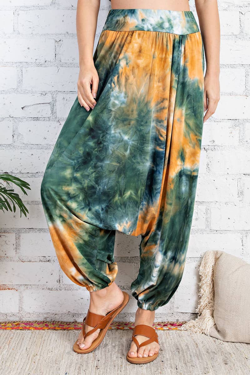 FSL Apparel - Wholesale Pants - Women's - SP6761 - TIE DYE PRINTED JERSEY CINCHED HAREM PANTS1