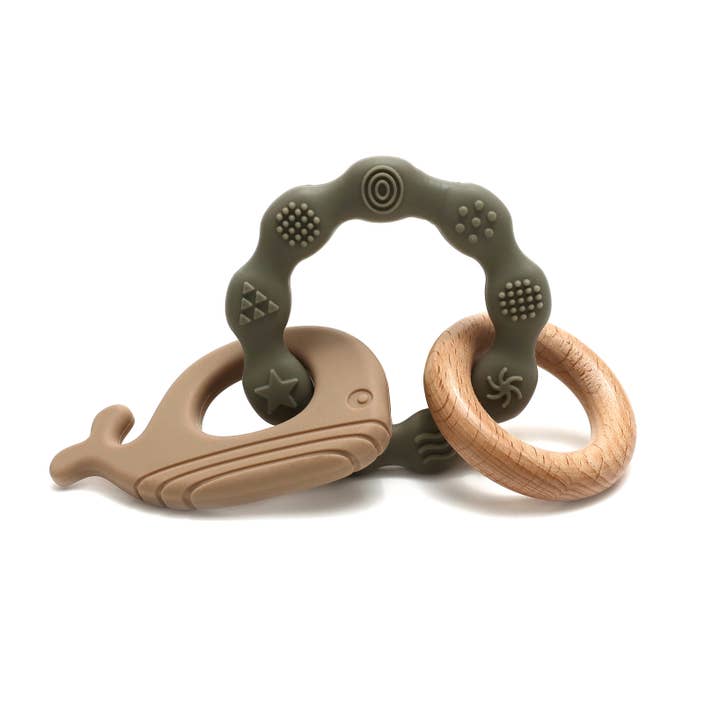 Bracelet de dentition, baleine et appendice en bois, vert pour la vente par Magni ApS