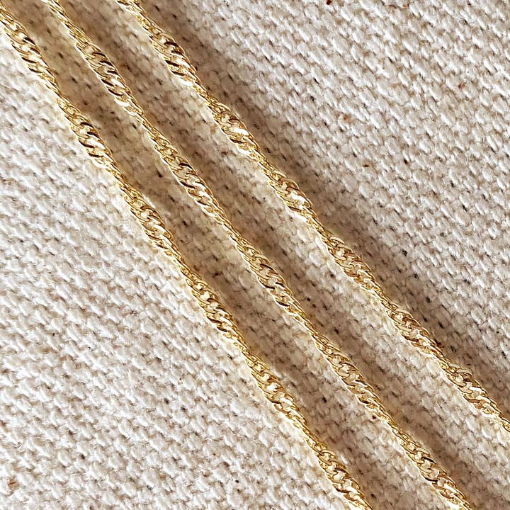 GoldFi - Wholesale Link & Chain Necklace - 18k Gold Filled 1.7mm Singapore Chain