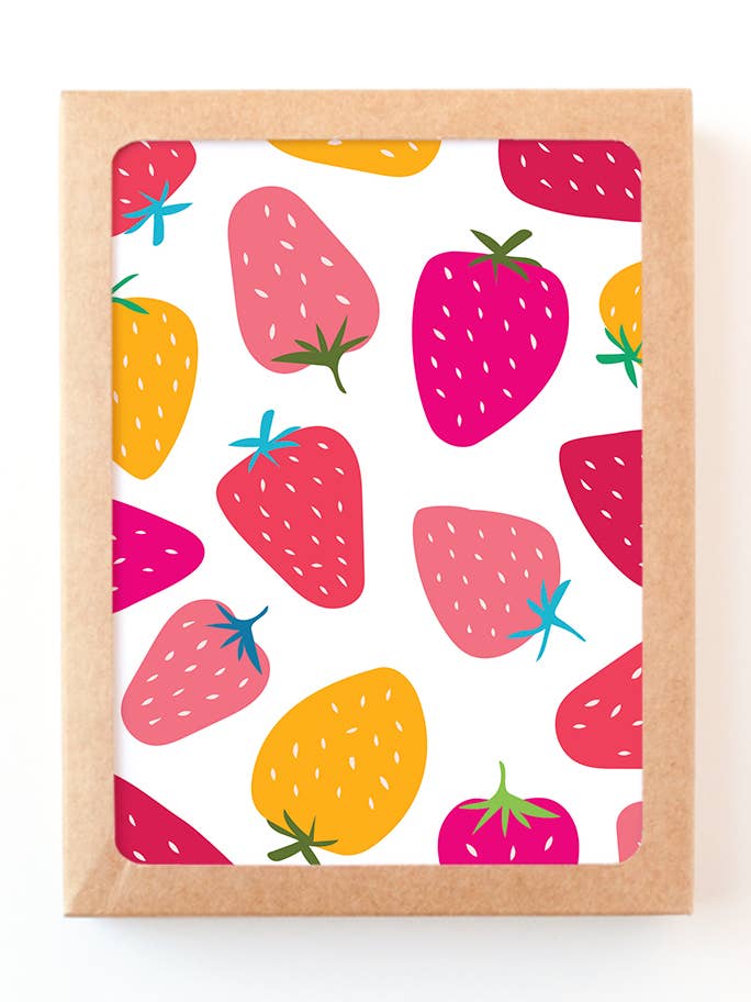 Strawberry Patch patterned blank note card set for wholesale by Graphic Anthology Greeting Cards