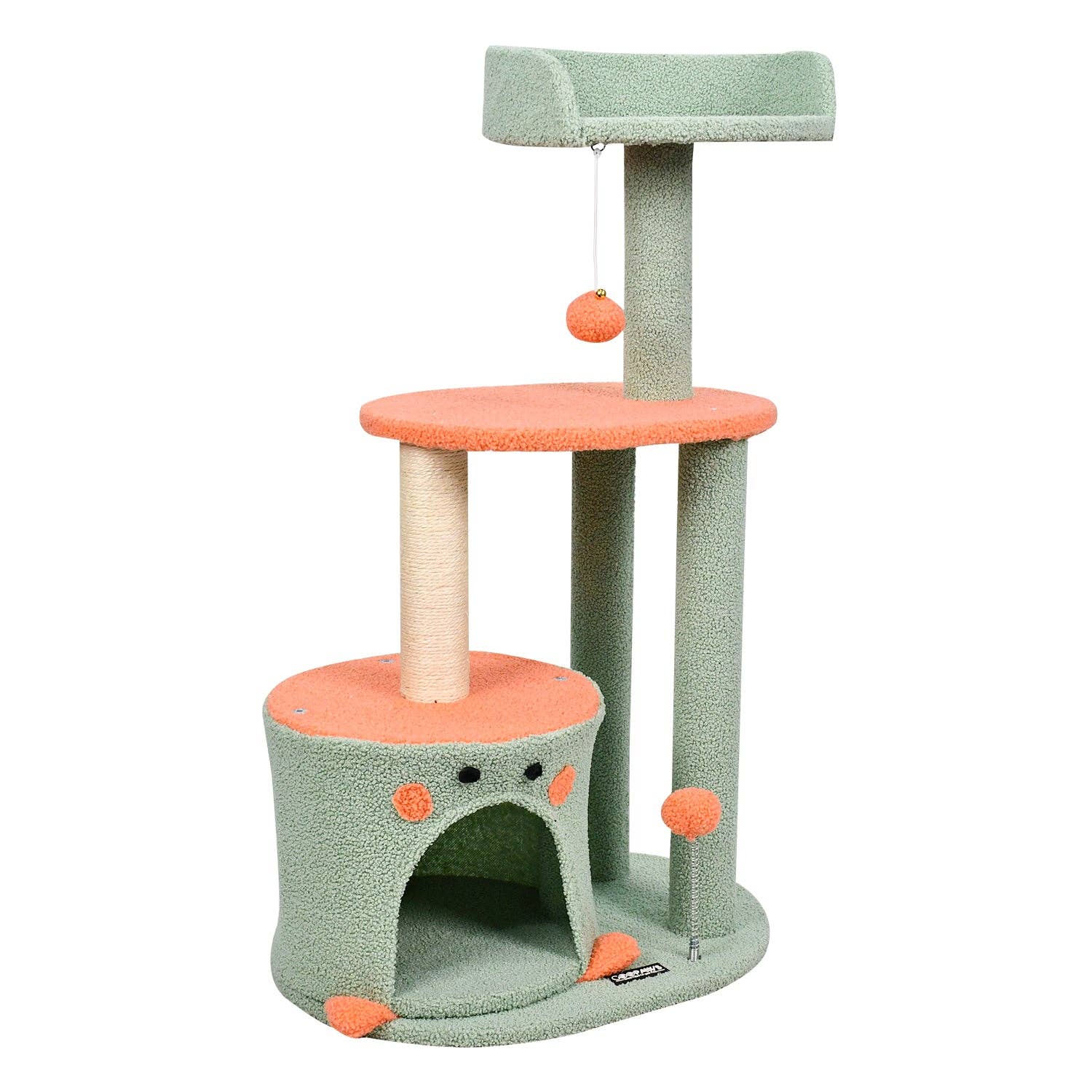 Green GOOPAWS 33-in Faux Fur Top Perch Cat Tree & Condo, Green, 33.9'' for wholesale on Faire2