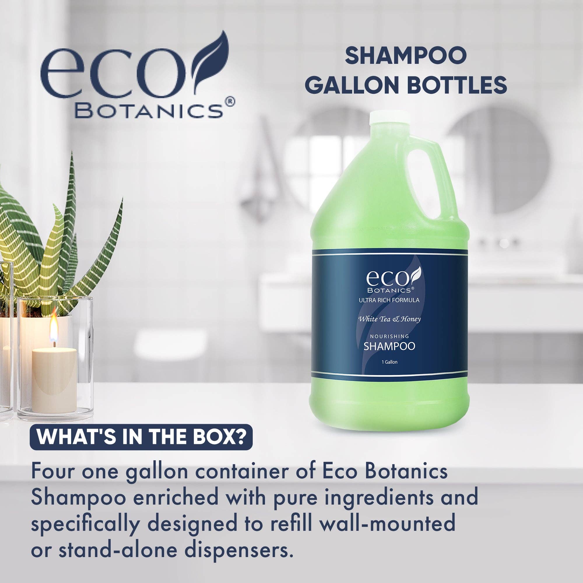 Diversified Hospitality Solutions - Wholesale Hair Shampoo - Eco Botanics Hotel Shampoo | 1 Gallon | Designed to Refill Soap Dispensers | by Terra Pure (Set of 4)1