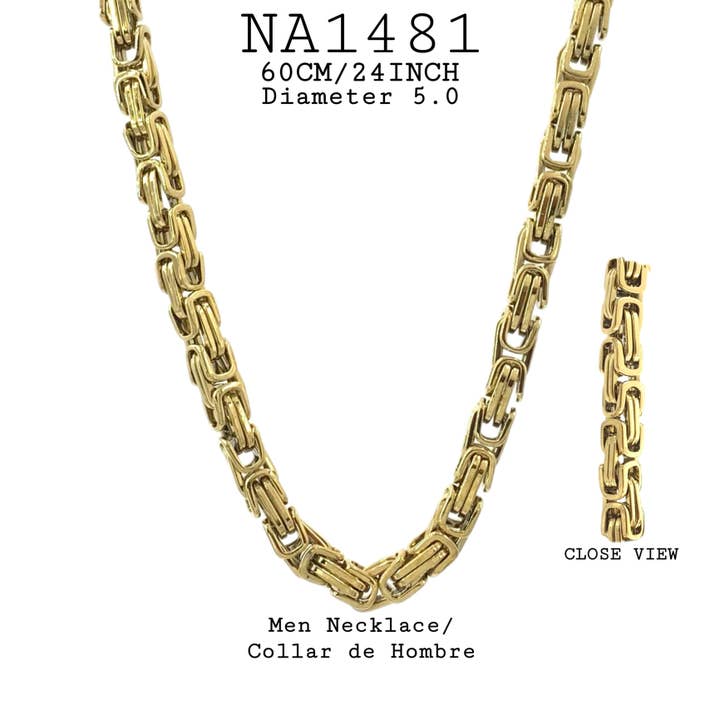 Chaîne byzantine argentée en acier inoxydable 24 pouces, diamètre 5 pour la vente par Nisso & Co. NYC Jewelry Wholesale