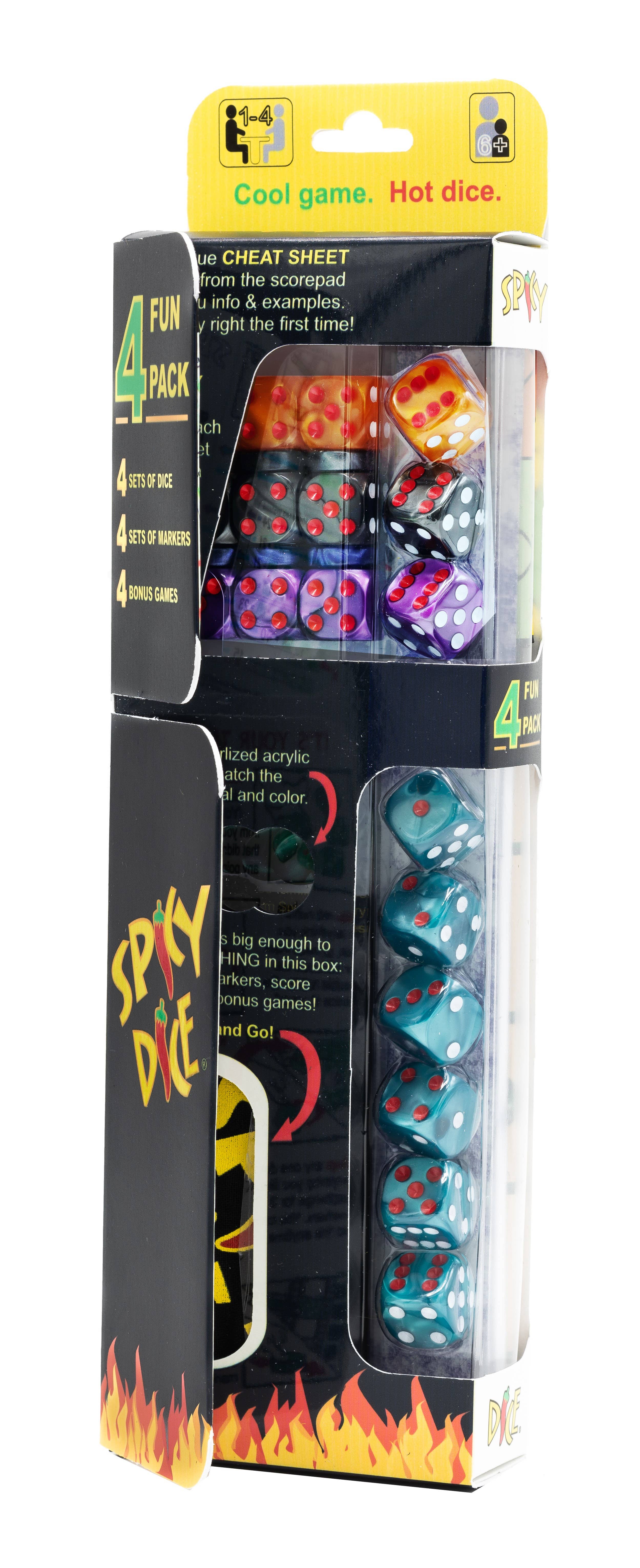 Spicy Dice 4-FUN pack, display of 6 for wholesale by Enginuity Games