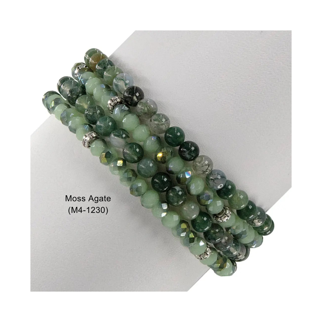 My Fun Colors - Wholesale Beaded Bracelet - Gemstone + Crystal Bead Stretch Bracelets, Set47