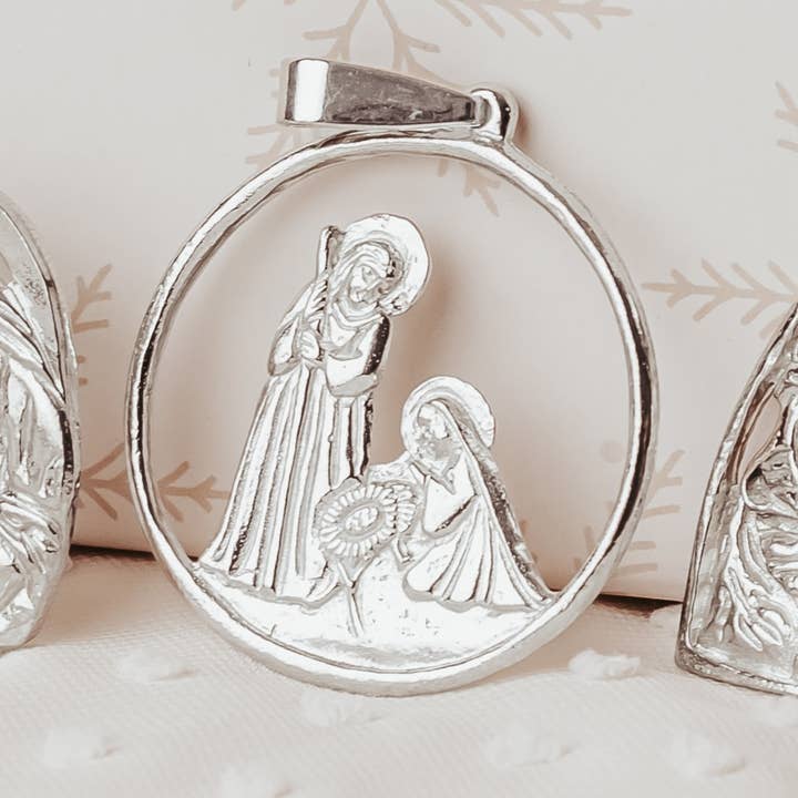 House of Morgan Pewter - Wholesale Pendant/Charm Necklace - Handmade Nativity Pendant Necklaces - Manger Jewelry