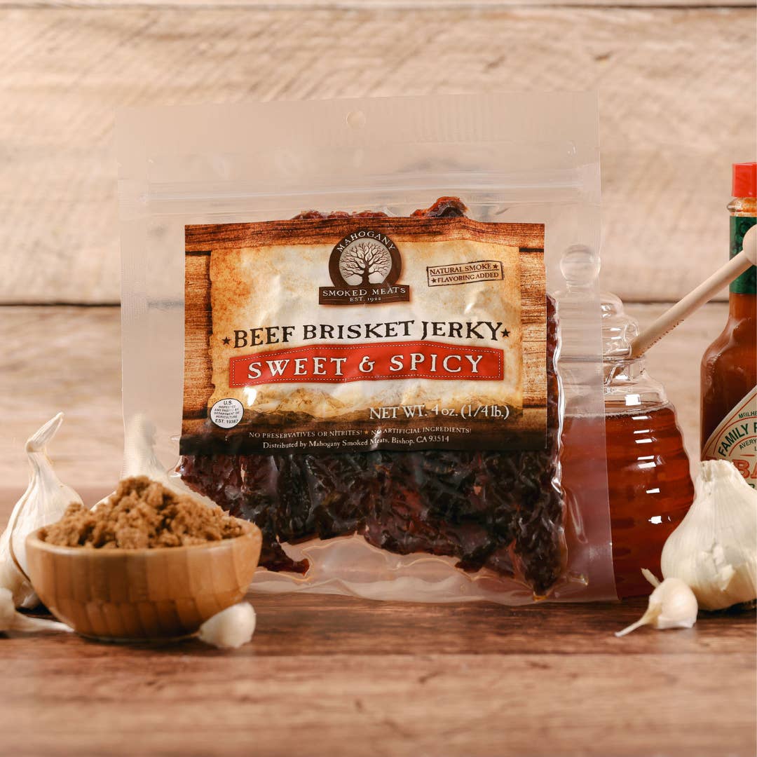 Mahogany Smoked Meats - Wholesale Jerky - Sweet N' Spicy Brisket Jerky - All-Natural, 4oz