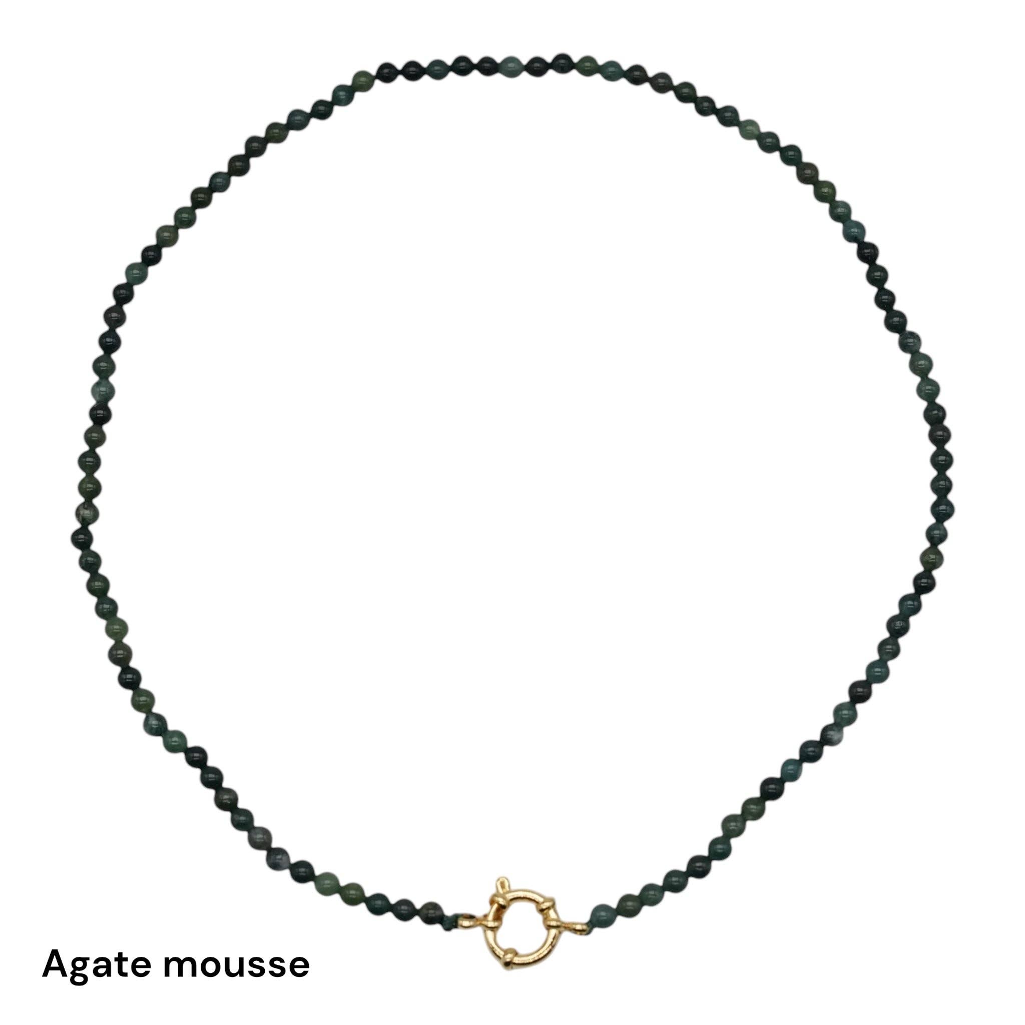 Foliesbijoux - Wholesale Beaded/Pearl Necklace - 43 cm 4 mm necklace with gold-plated stainless steel buoy clasp (20 stones available)11