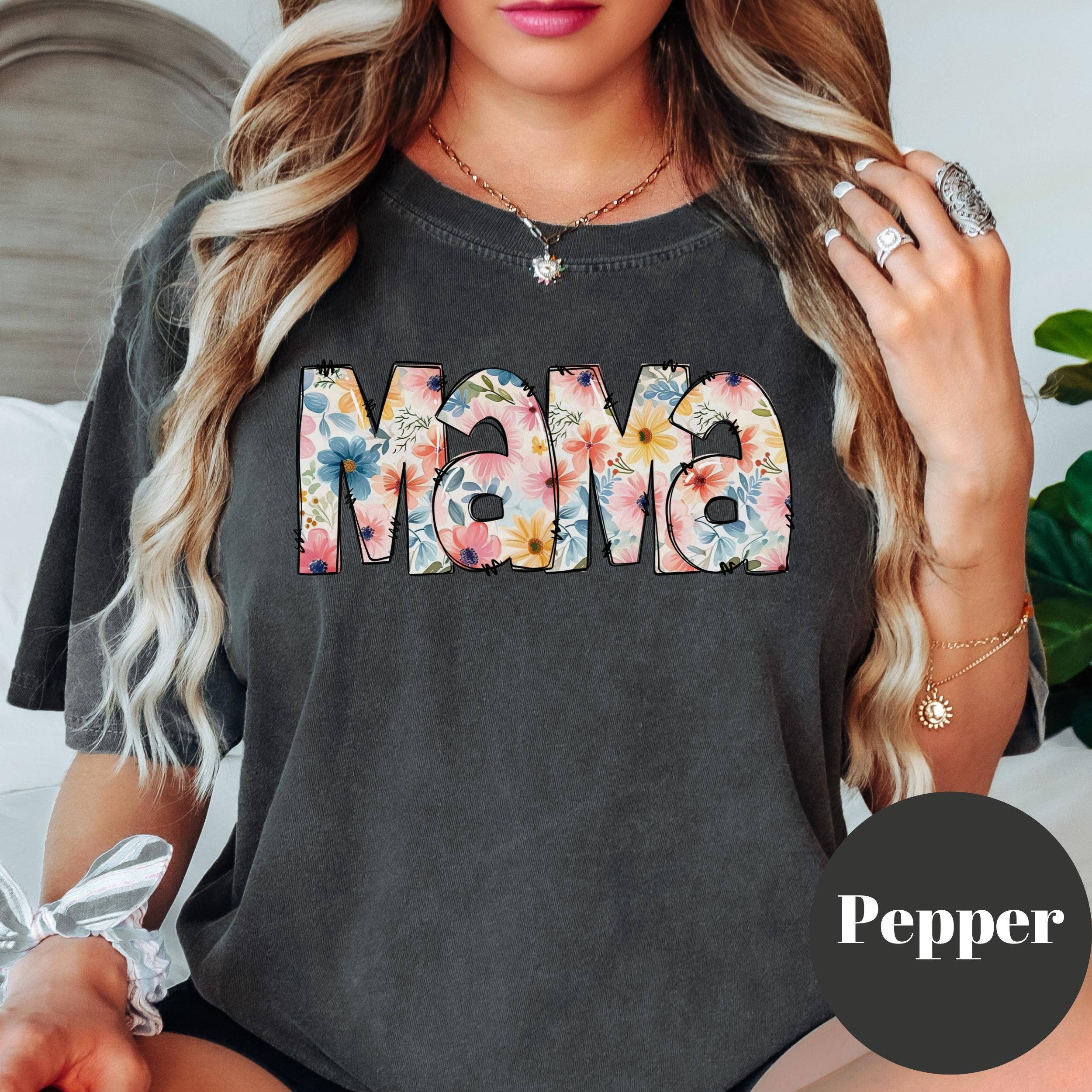 Epic Life  - Designed – wholesale Screen printed t-shirt – Women′s – Floral Mama Shirt, Vintage Mama Graphic Tee, Comfort Colors Mom Shirt, Mother’s Day Gift, Aesthetic Mom T-Shirt, Cute Retro Mama Tee0