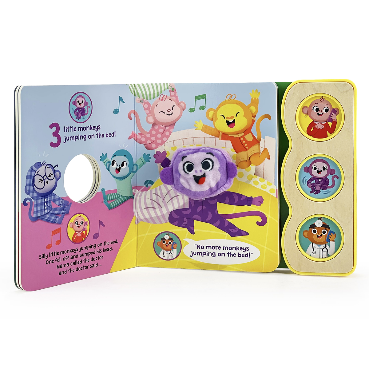 Cottage Door Press - Wholesale Baby & Toddler Book (0-2) - Five Little Monkeys 3-Button Sound with Puppet Board Book2