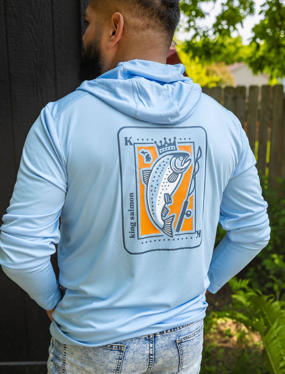 Stuck on Michigan - Vente Sweat à capuche – unisexe - Hoodie de performance Michigan King Salmon UPF 50+4