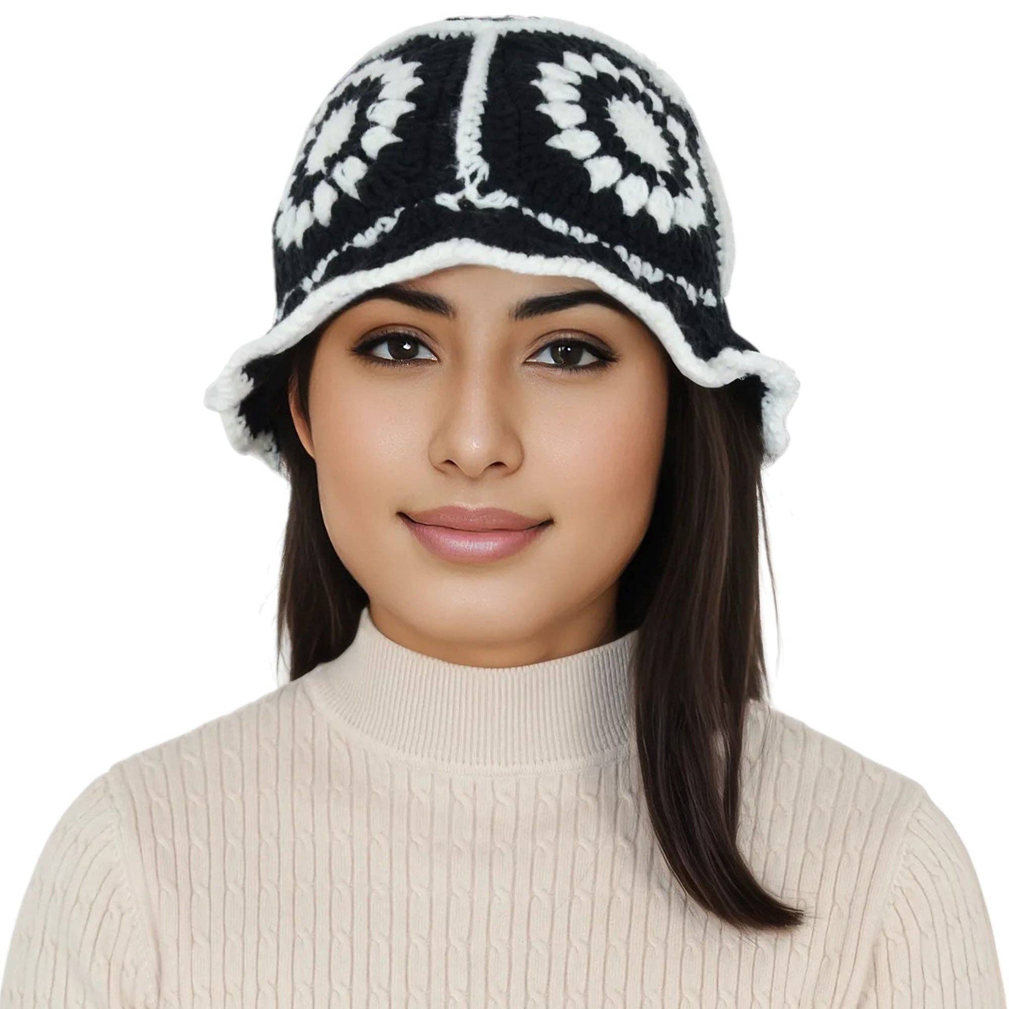 AK Brand – Engroshandel Bucket hat - Dame – Hæklet bøllehat retro solstråle strik foldbar strandhat7