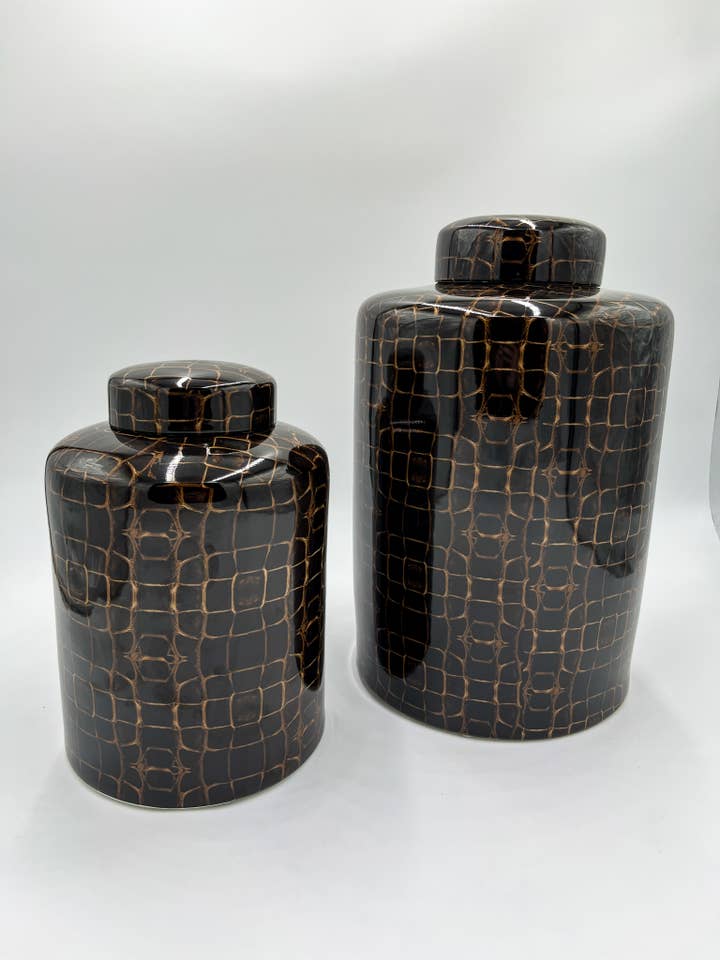 DEC213A/B JAR RUNDE BRAUN/BRONZE H32/43CM für den Großhandel von JF The Reborn Home