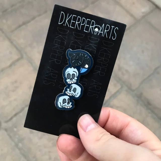 D. Kerper Arts - Wholesale Lapel Pin/Button - Enamel Pin - Scaredy Crow & Silly Skulls3