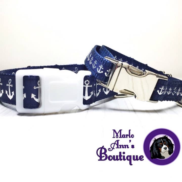 Anchors Aweigh Dog Collar for wholesale by Marlo Ann's Boutique