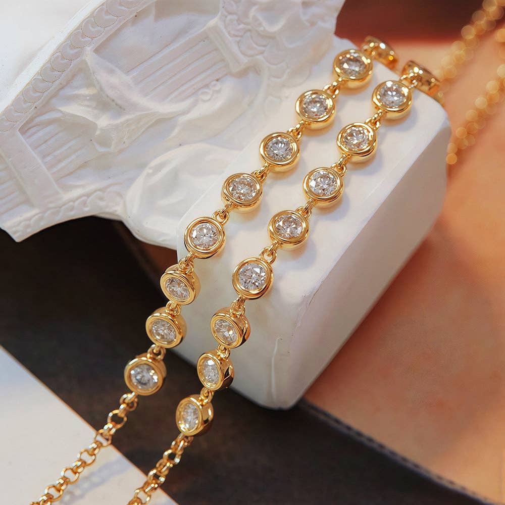 Revelari - Wholesale Link & Chain Bracelet - hionRound Bezel Set Zircon Chain Bracelet0