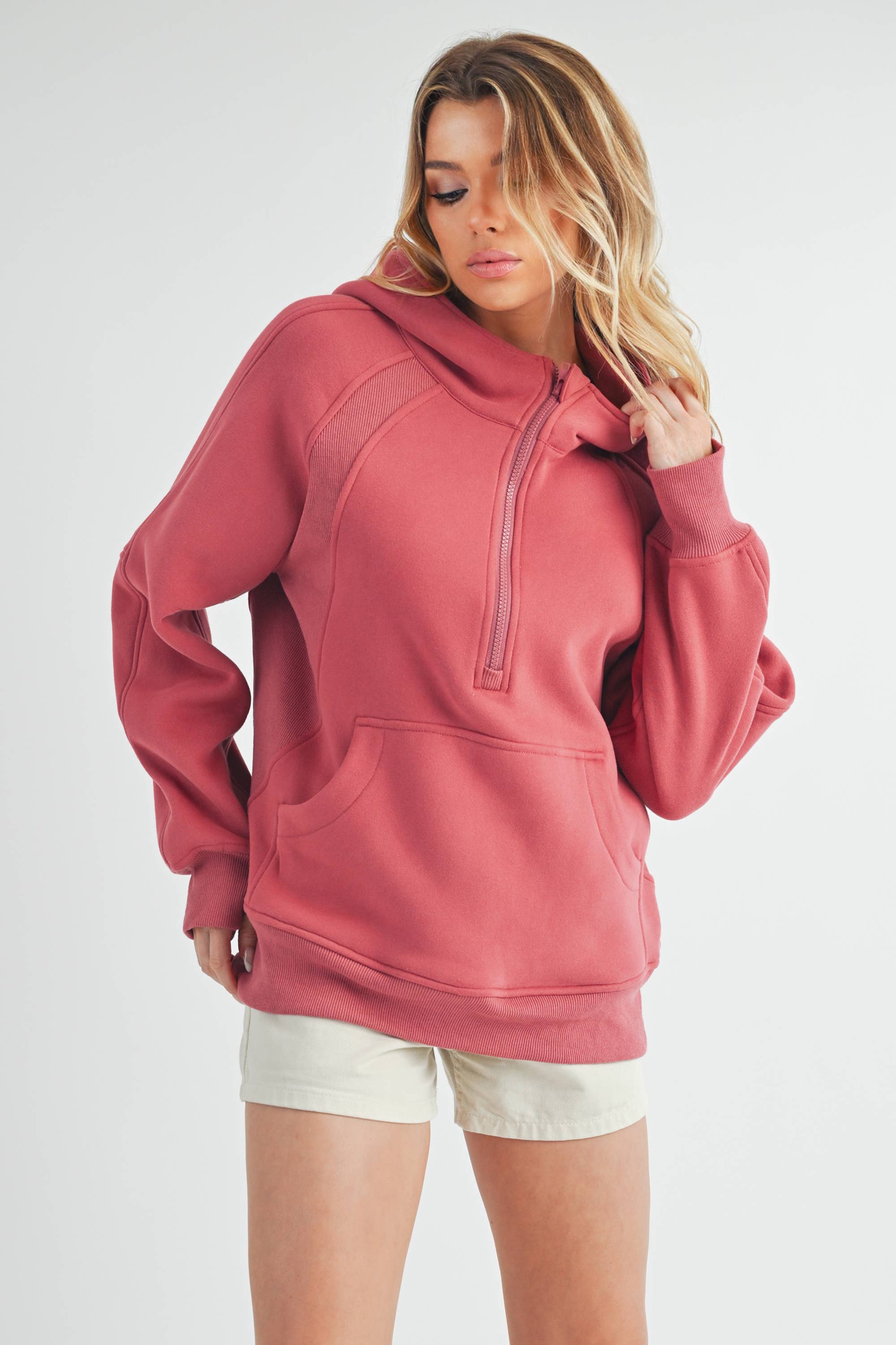 AEMI + CO - Venta al por mayor Sudadera con capucha - Mujer - Sudadera con media cremallera larga 990DK Drea63