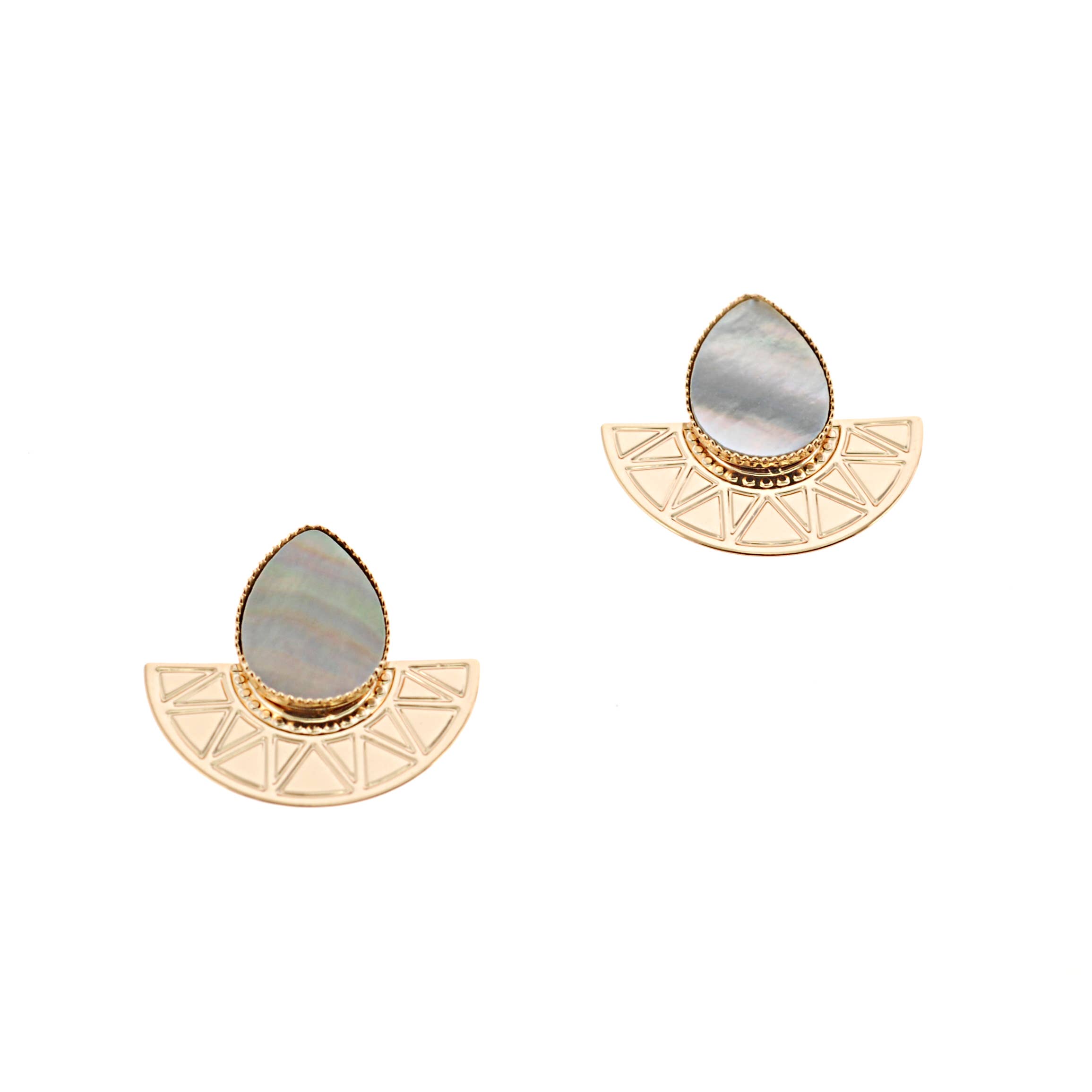 Merveilles du Monde - Wholesale Stud/Post Earrings - Brass and mother-of-pearl jewelry