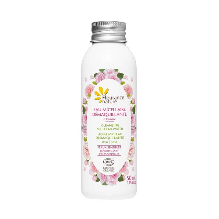 ACQUA MICELLARE STRUCCANTE ROSA BIOLOGICA DA VIAGGIO 50ml per la vendita all'ingrosso da parte di Fleurance Nature