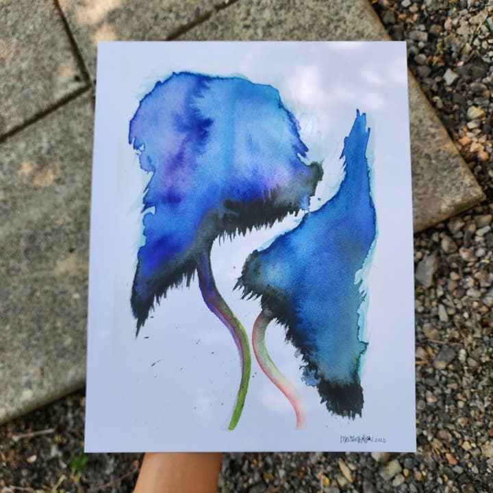 Mushroom Watercolor Art 5x7 Blank Greeting Card for wholesale by WaterDamnages