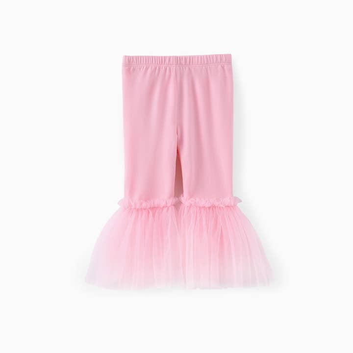 PatPat - Wholesale Fashion Leggings - Kids - Baby Girl Solid Color Mesh Splice Leggings