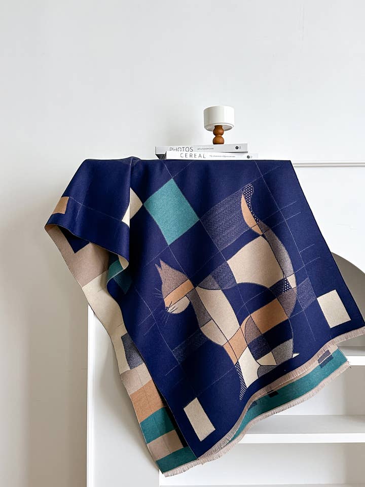 Blue Graphic Cat Reversible Wrap for wholesale by Winding River