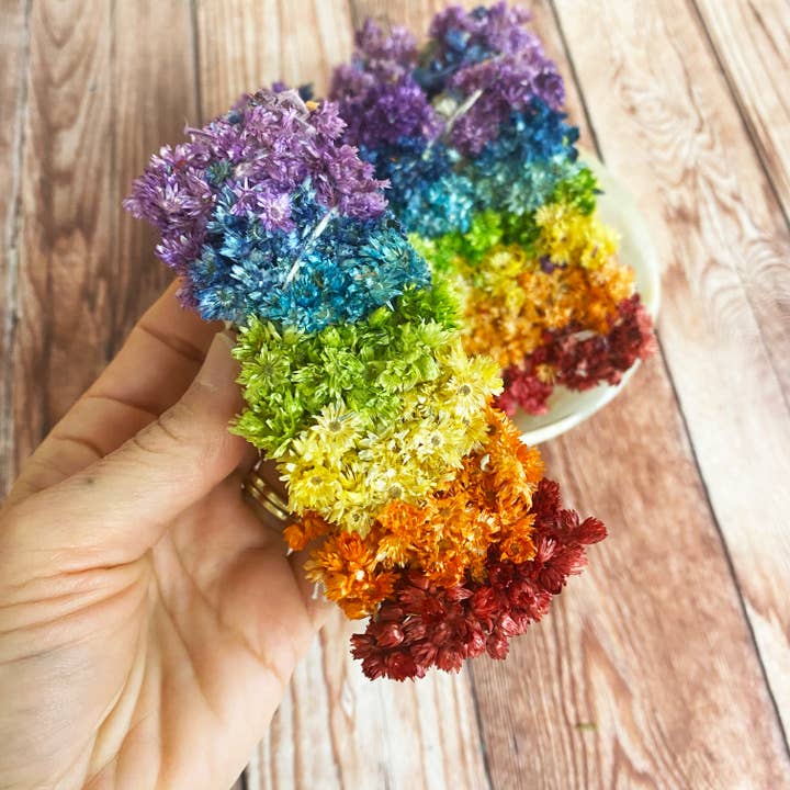 Rainbow Chakra Mullein Floral Smudge Stick for wholesale by Oakwind Hollow