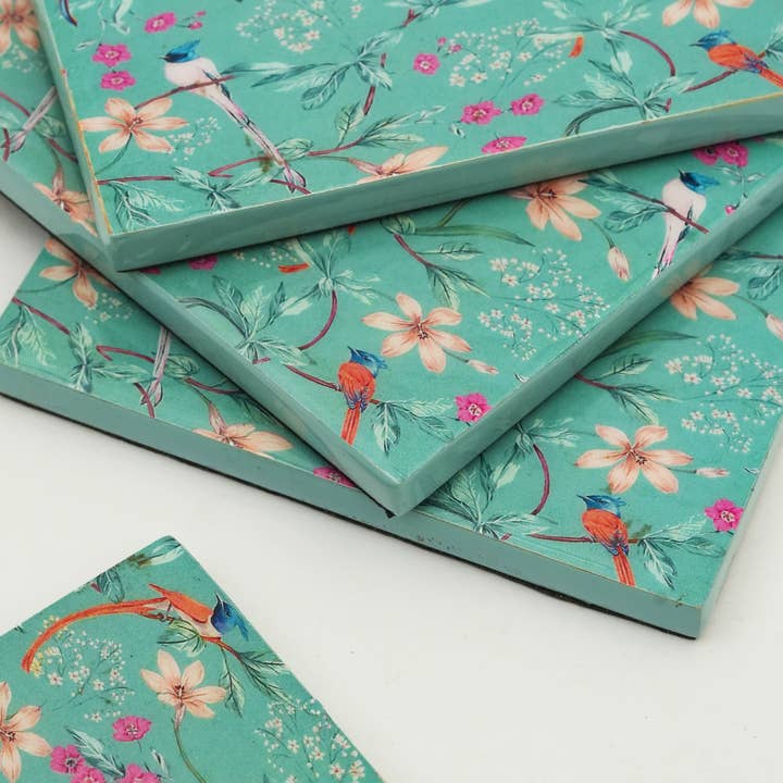 Dessous de Verre Aqua Flora pour la vente par Mela Artisans
