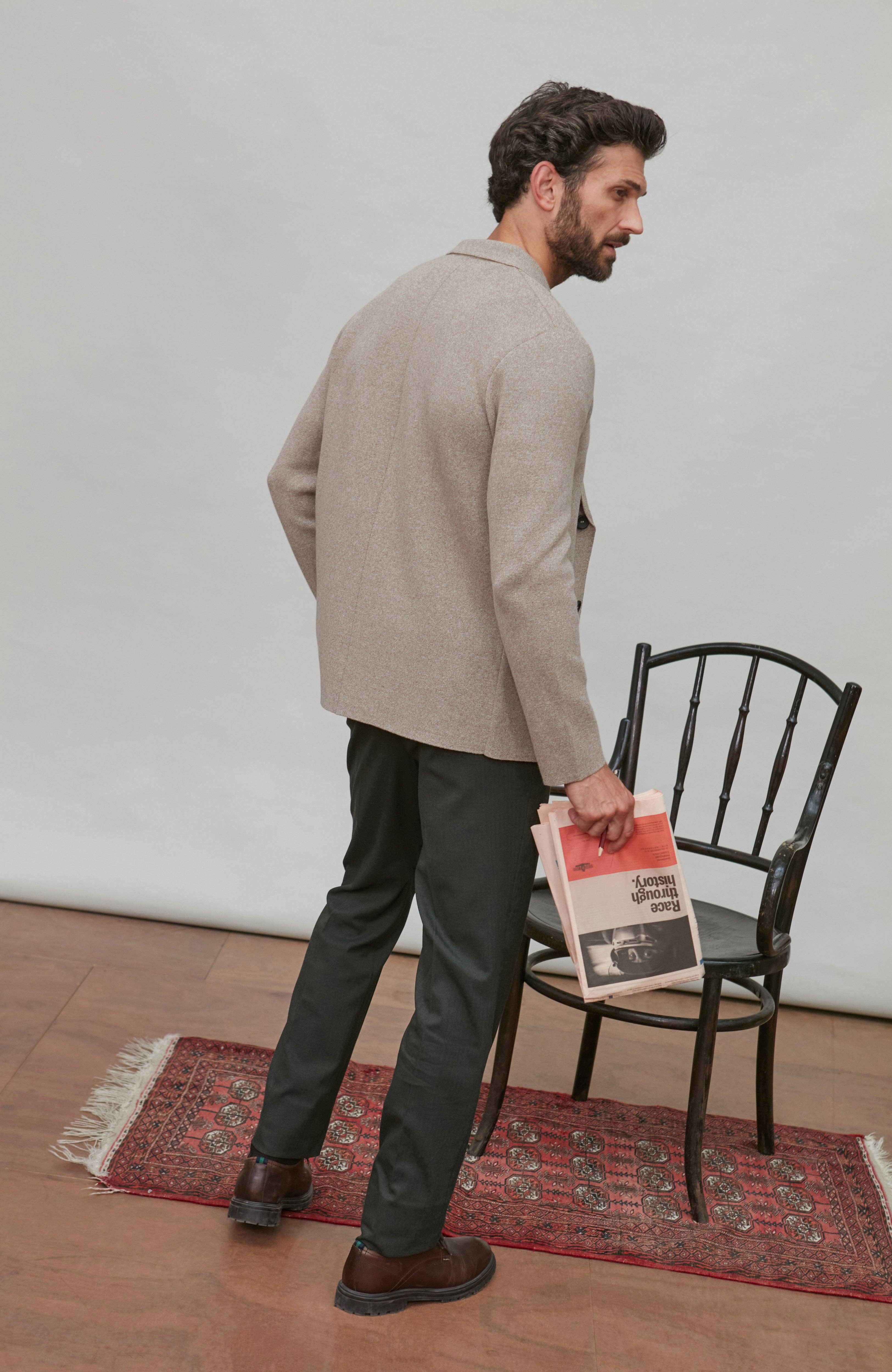 Mens Lightweight Jaspe Cotton Knitted Blazer for wholesale on Faire6