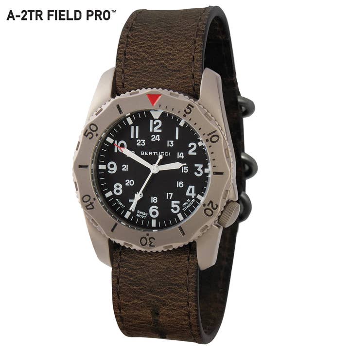 A-2TR Field Pro Alpina Black Dial Brown Leather Band for wholesale by Bertucci