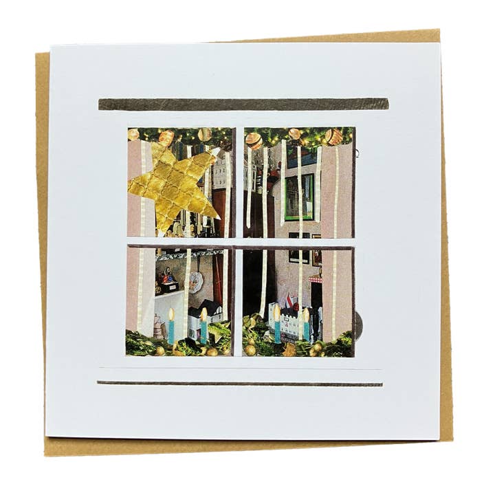 Festive Window Christmas Card (Candles) for wholesale by Soodle Street Studio