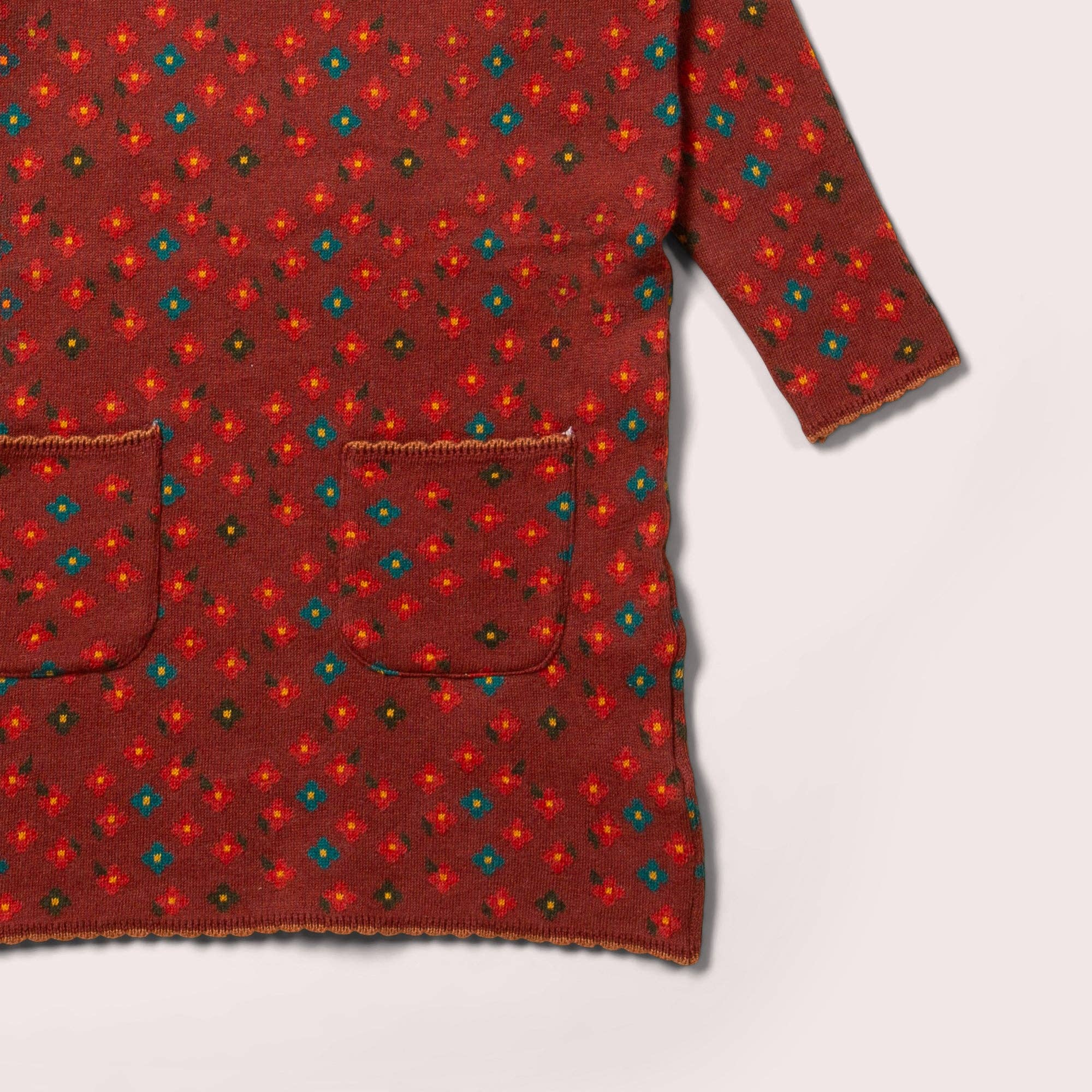 Hazelnut Flowers Knitted Tunic Dress for wholesale on Faire2