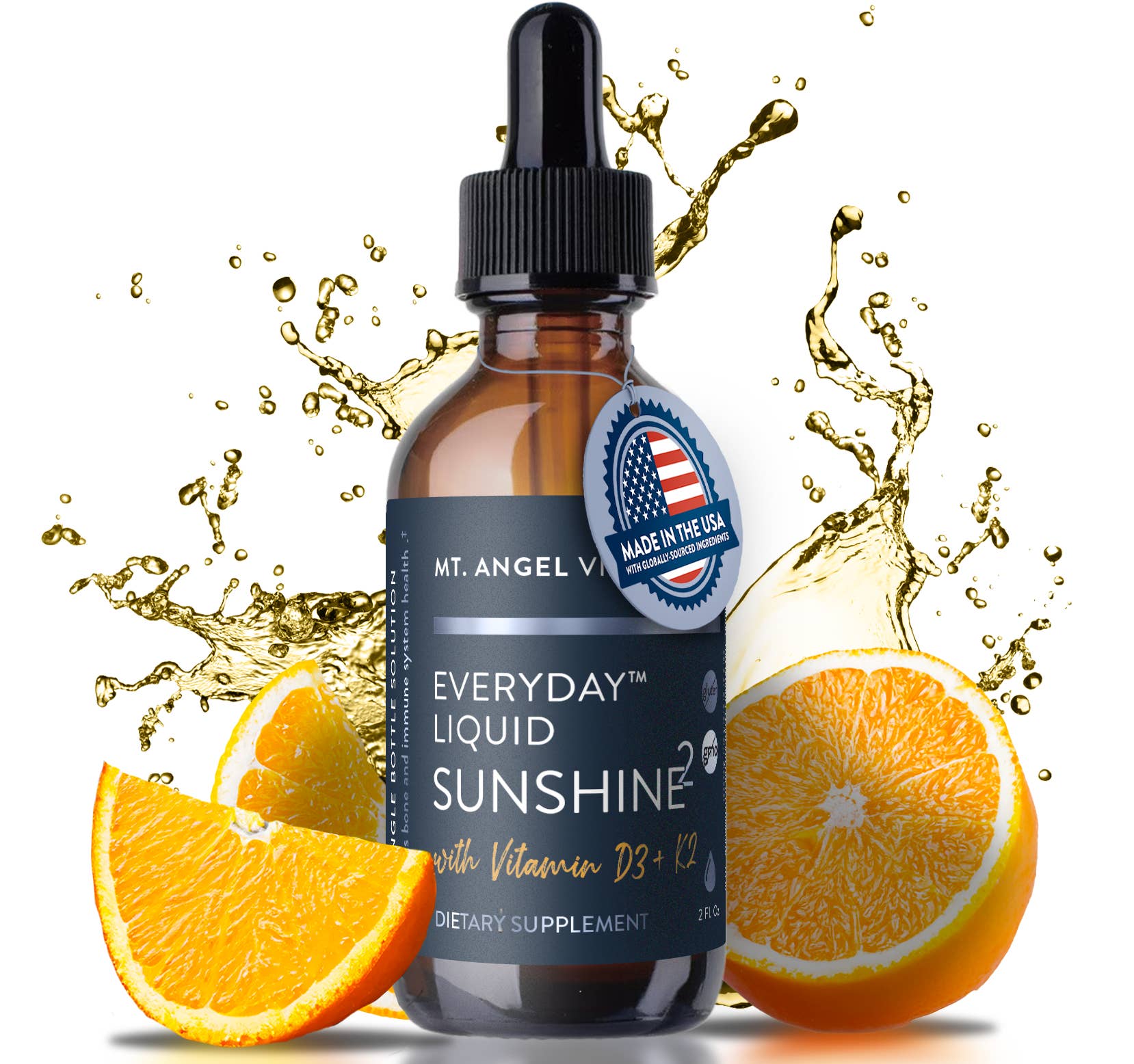Mt. Angel Vitamins - Wholesale Oral Supplement/Vitamin - Mt. Angel Vitamins' Everyday Liquid Sunshine D3+K2 - 2 fl oz