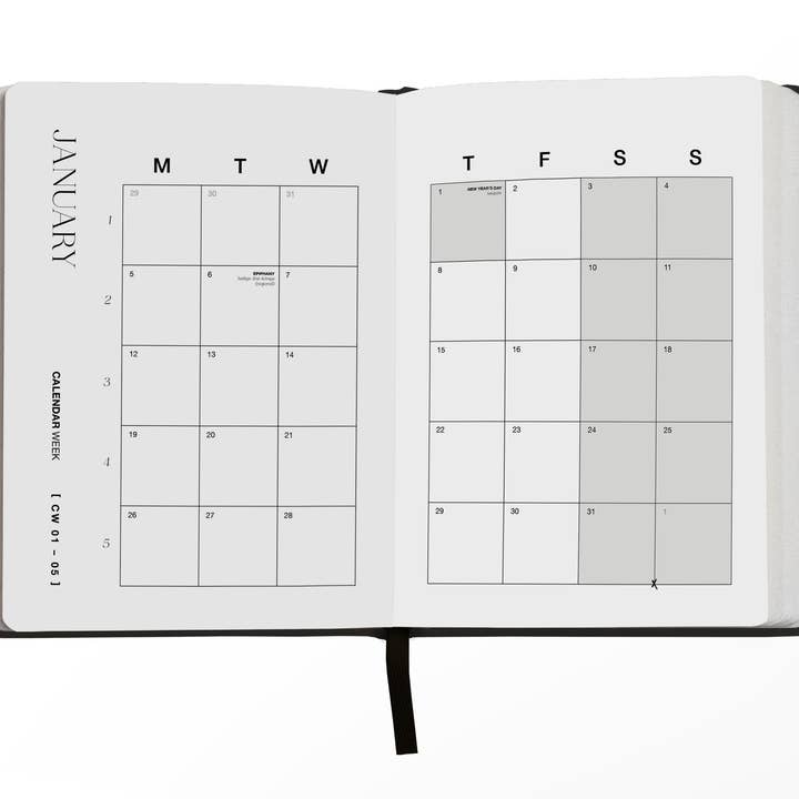 Real Passionates - Wholesale Planner - 2026 Pocket Planner A6 Calendar Black with Gold Foil 3