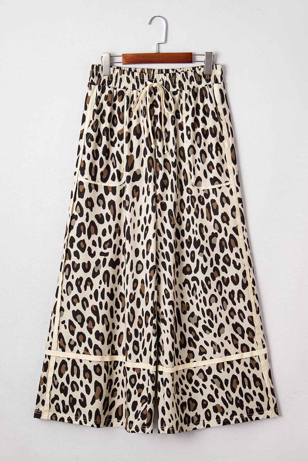 Khaki Leopard Wide Leg Cropped Pants for wholesale on Faire4