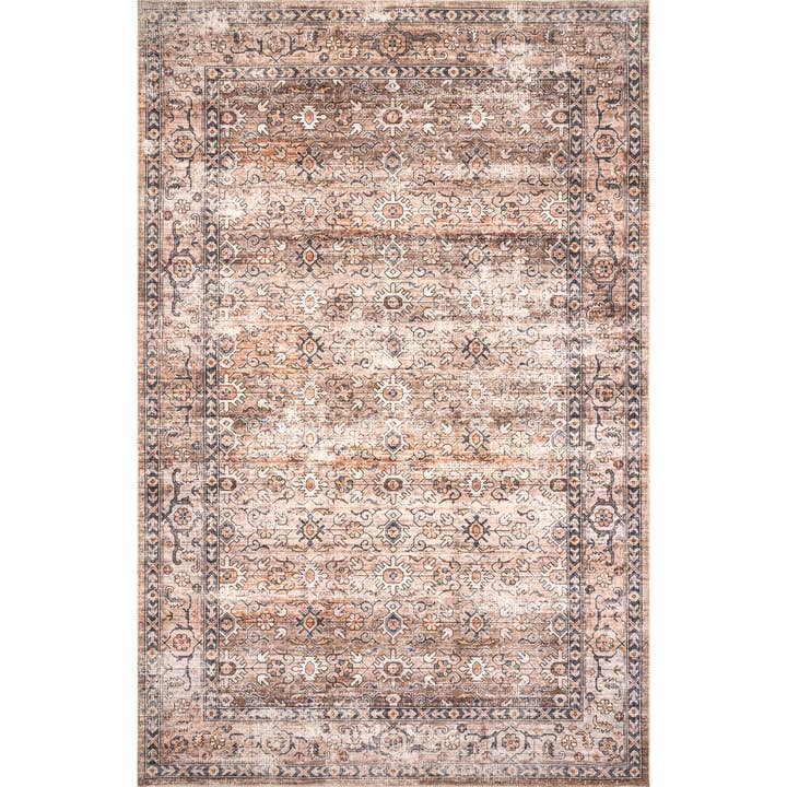 Taupe Myrtle Vintage Machine Washable Area Rug for wholesale on Faire