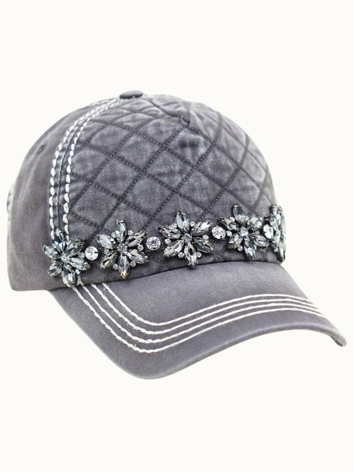 Casquette matelassée Bejeweled Bling Glitz, ajustable pour la vente par Olive & Pique