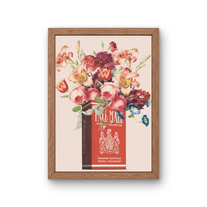 Lady Kady Art - Wholesale Art Print - Vintage Cigarette Collage Art Print, Floral Wall Art