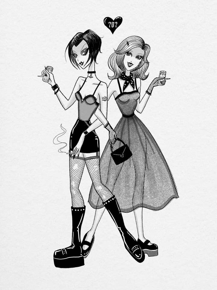 "Nana og Hachi" Anime BFF Sapphic Kunsttryk for engroshandel hos Stefani Rabideaux