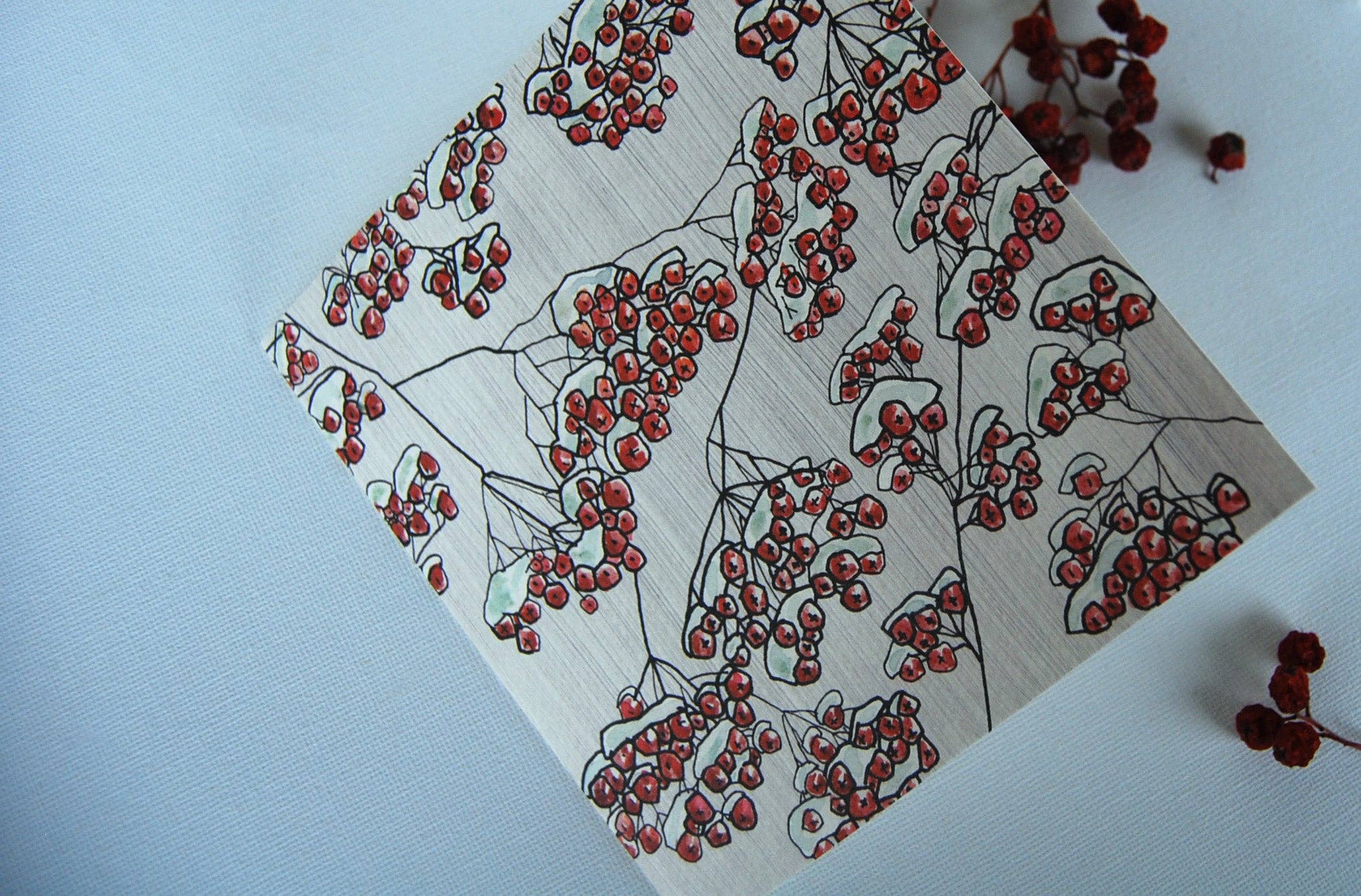 MyDesignPictures - Wholesale Christmas Card - Rowan Berries, Folded Card 24