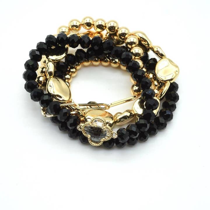 MiMi Wholesale - Wholesale Jewelry Set - Beaded Clover Accent Jewelry Set Bracelet15