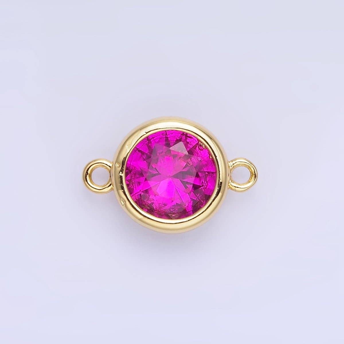 Aim Eternal - Wholesale Individual Charm/Pendant - 14K Gold Filled Birthstone CZ Round Bezel Connector | G937 - G94415