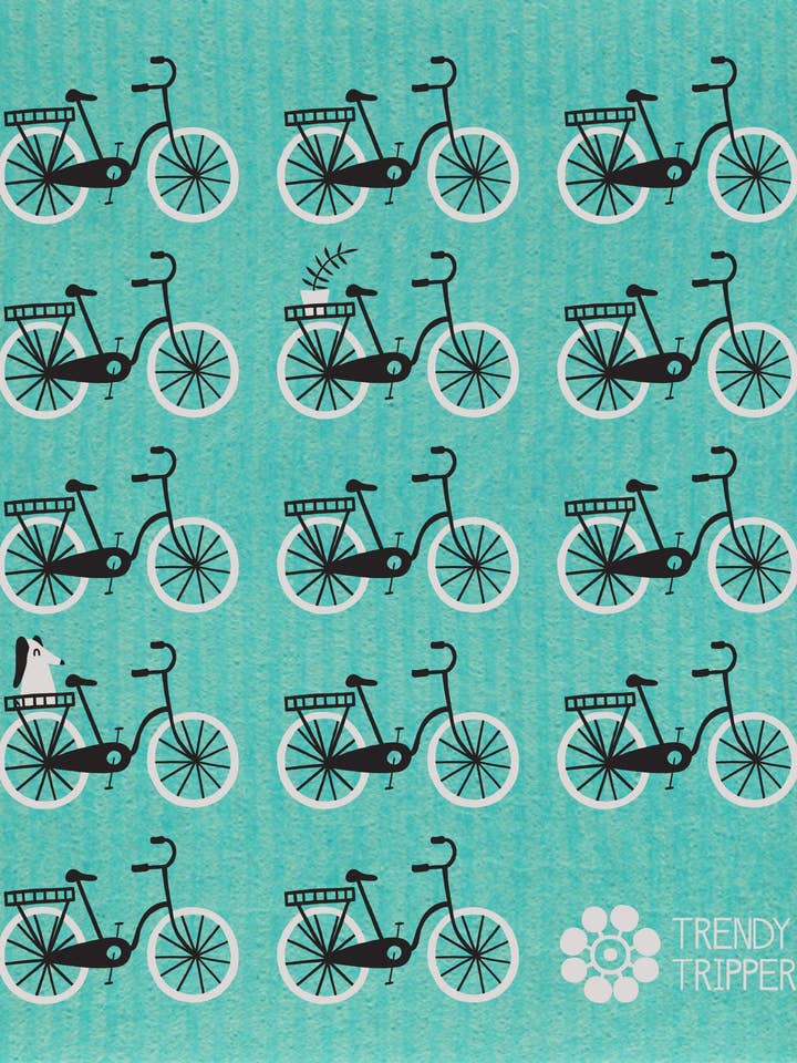 Bicicletas Pequena w Dog Pano Sueco Preto/Branco TURQUOISE por atacado de Trendy Tripper