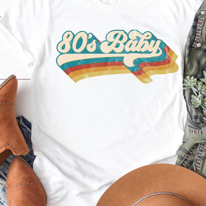 Retro 80s Baby Graphic Tee for wholesale by Kissed Apparel