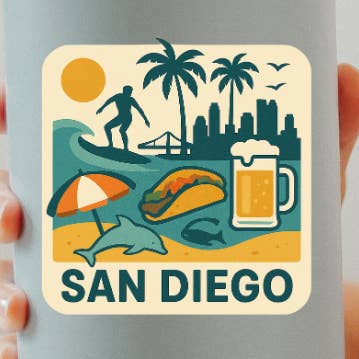 San Diego Icon Sticker for wholesale by Kase Wear